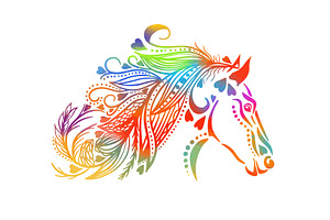 Horse head abstract. hand drawing, an Animal Illustration by Nenahliadava Design