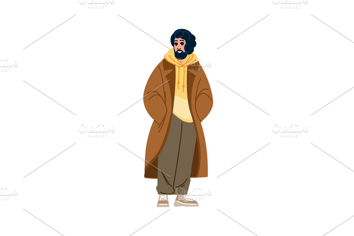 Stylish man posing with hands in, a Person Illustration by pikepicture