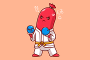 Cute Sausage Hotdog Boxing Karate, a Food Illustration by Catalyst Labs (Thumbnail 2 of 3)