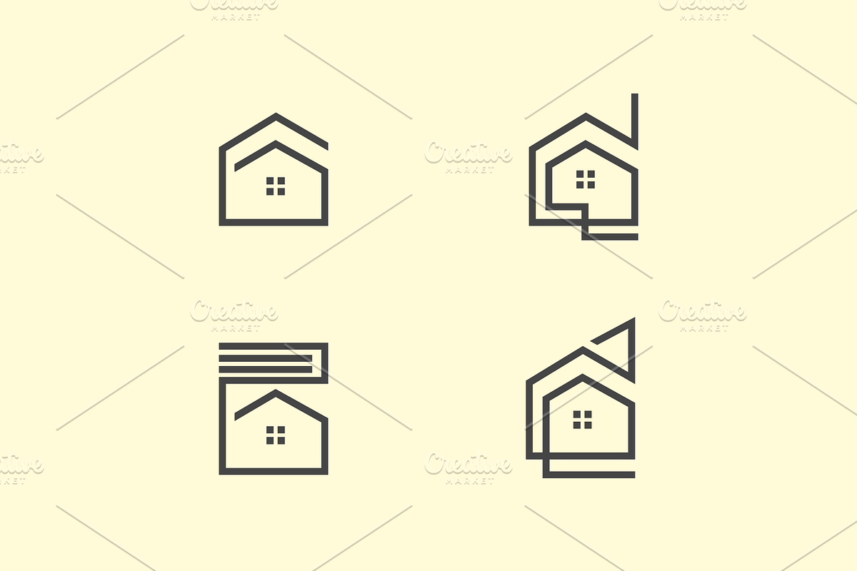 house architecture set line icon, an Outline Icon by devastd