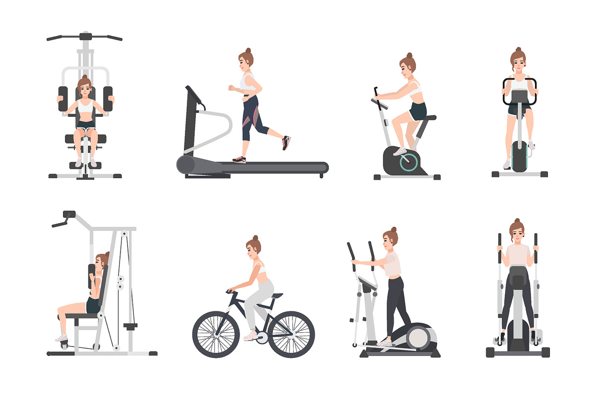 Woman in the gym set, a Healthcare Illustration by Good Studio ...