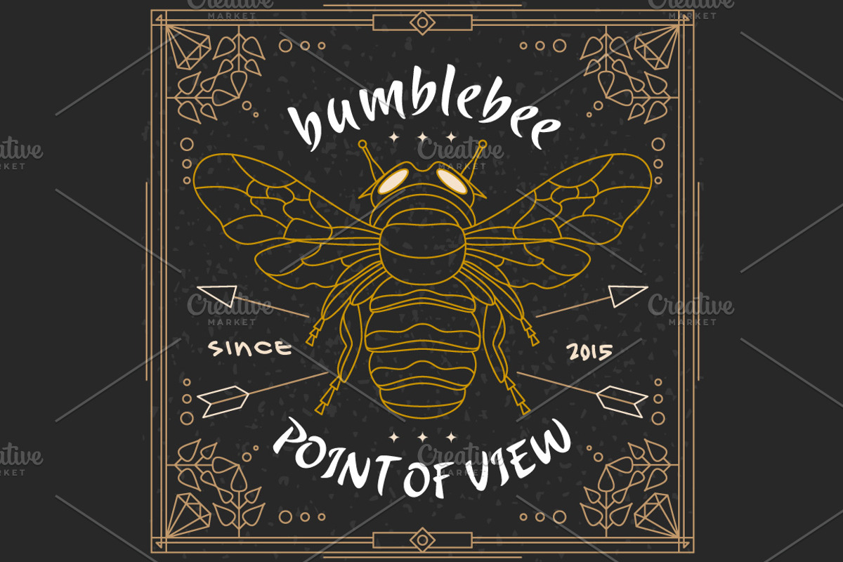 Thin line insect label, an Illustration by karnofff
