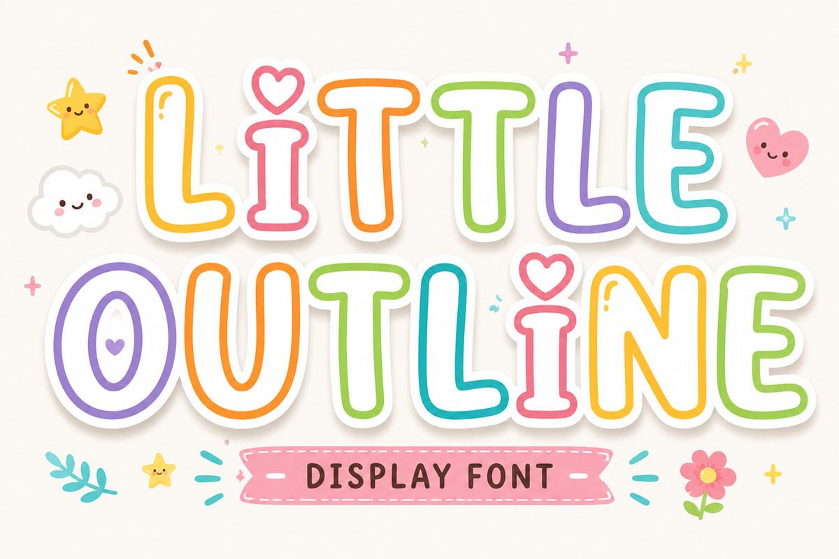 Little Outline Font, a Sans Serif Font by Limited.studio (Photo 1 of 5)