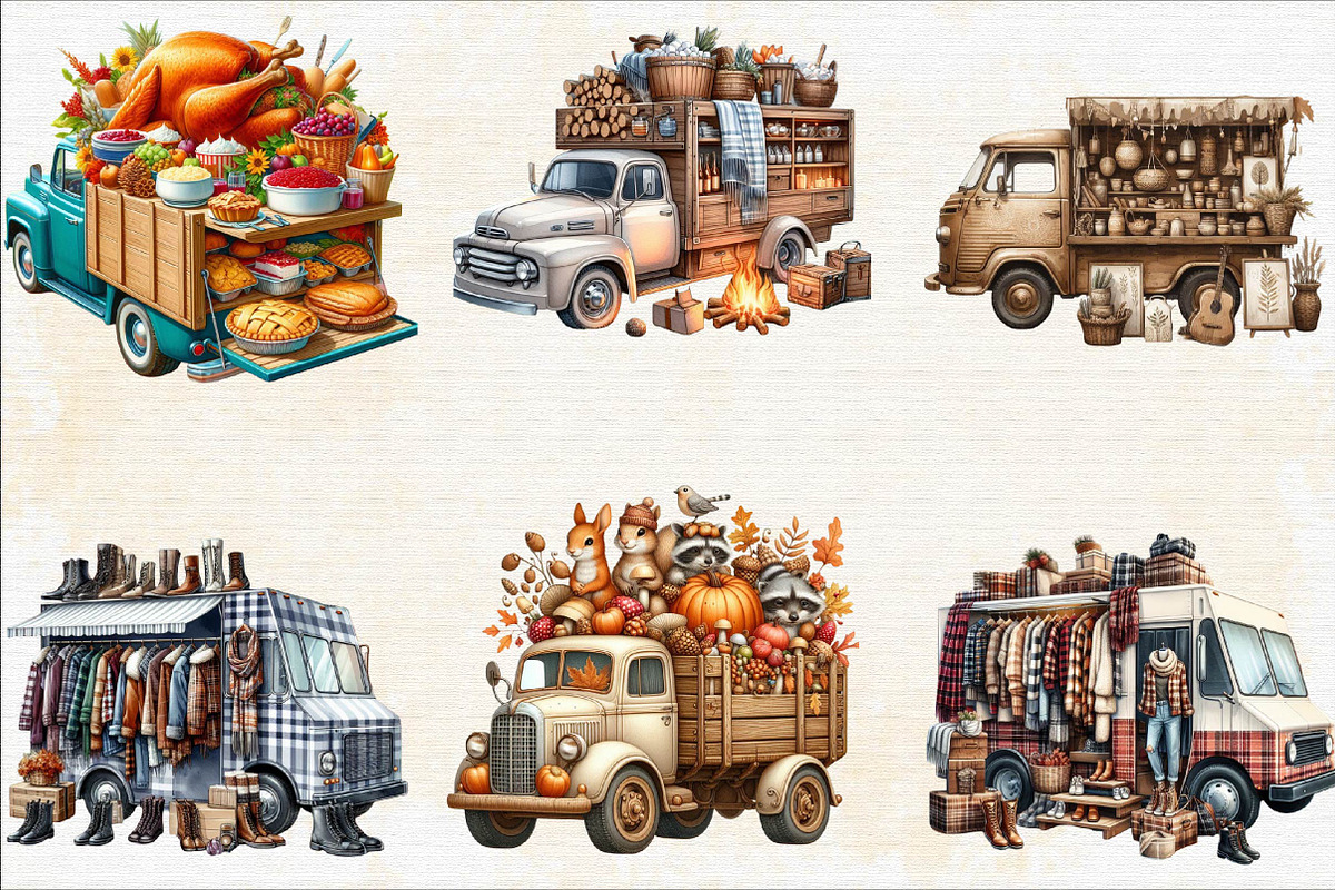Fall Autumn Truck  Sublimation Clipa, an Illustration by SVGArt (Photo 2 of 8)