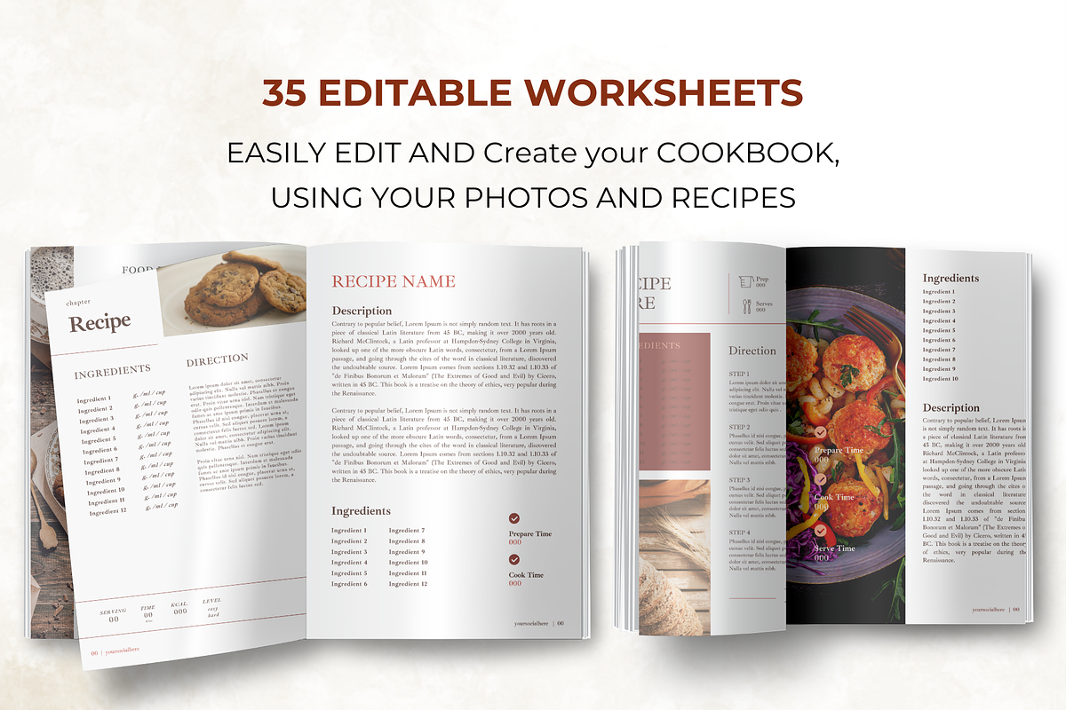 Aesthetic Cookbook Recipe Cards, a Presentation Template by Digital By Nikoleta (Photo 4 of 10)