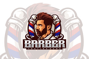 Barber Mascot Style.