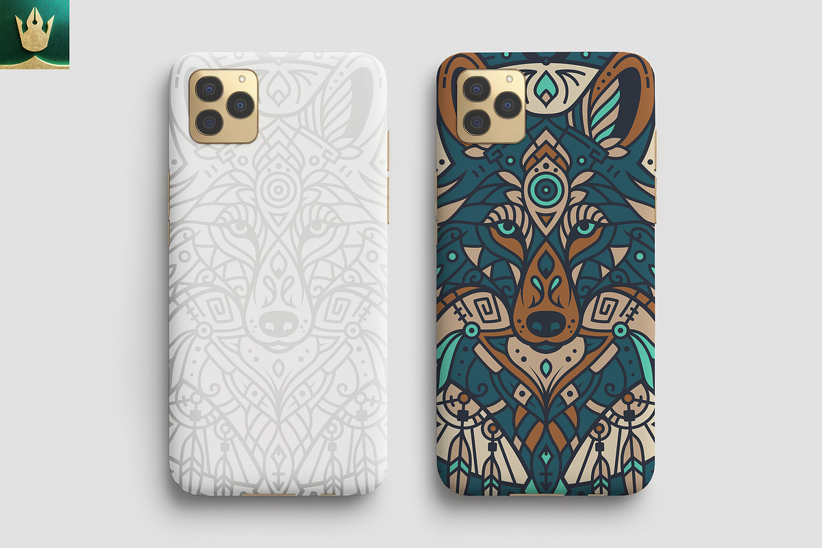 Mandala V1 | Tribal Wolf Art, an Animal Illustration by pixaroma (Photo 6 of 10)