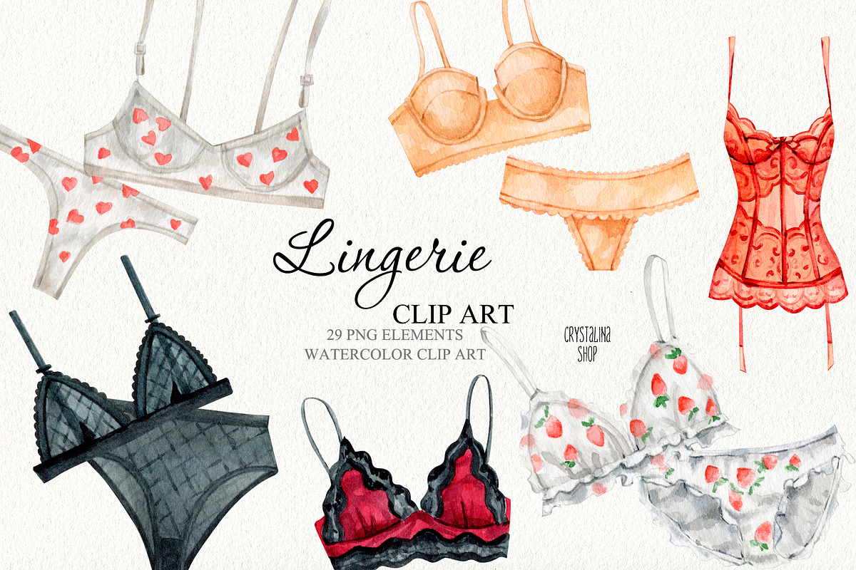 Watercolor lingerie set, an Illustration by CrystalinaShop (Photo 2 of 4)