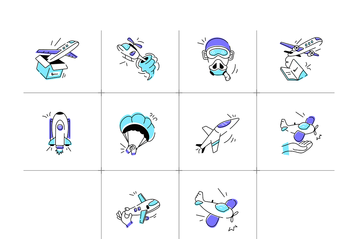 Animated Aircraft Doodle Set, a Duotone Icon by Vectors Market (Photo 6 of 9)