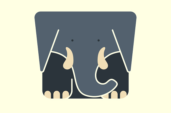 Flat Square Icon Of A Cute Elephant