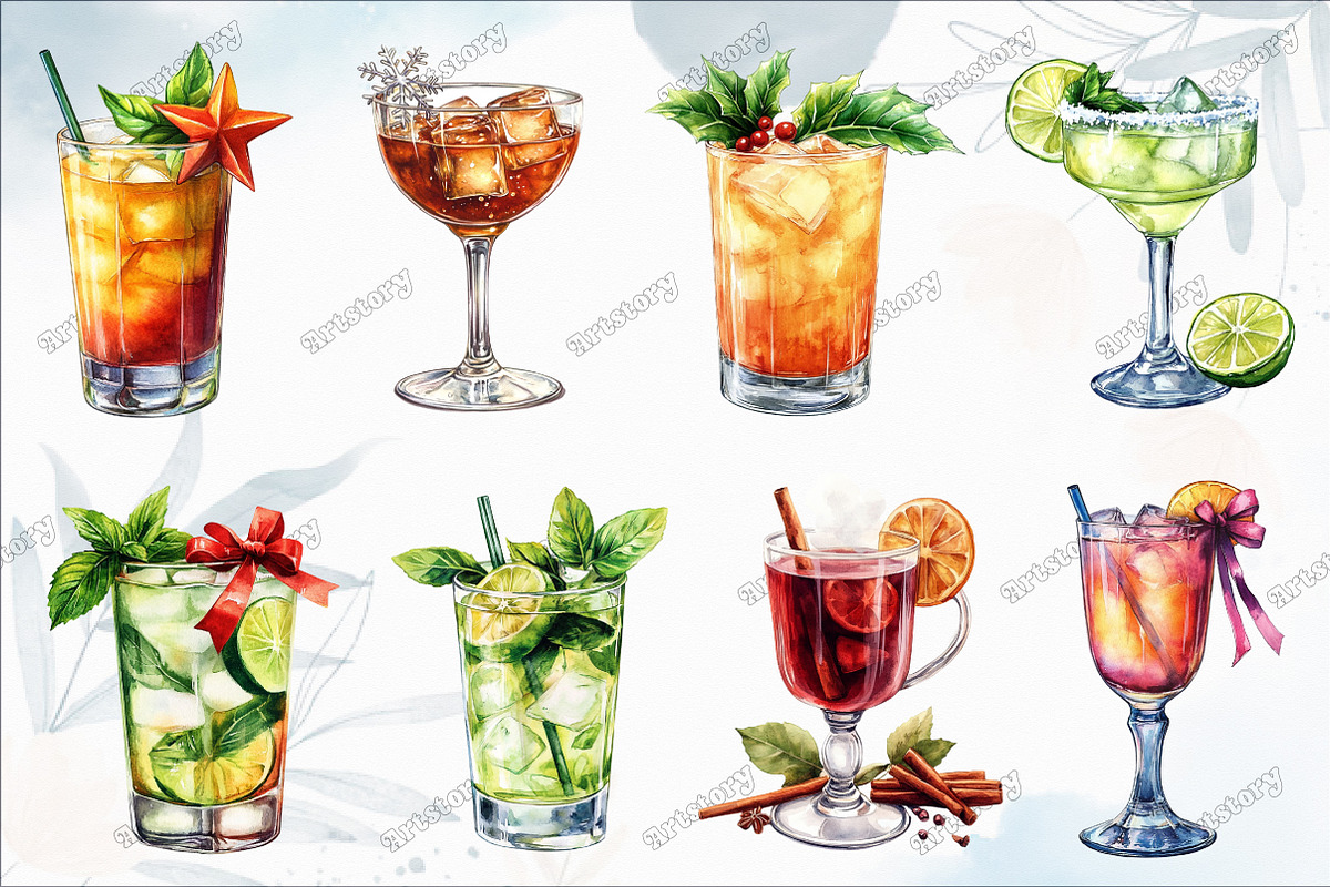Cocktail Drink Christmas Clipart, an Illustration by designcity5 (Photo 3 of 5)