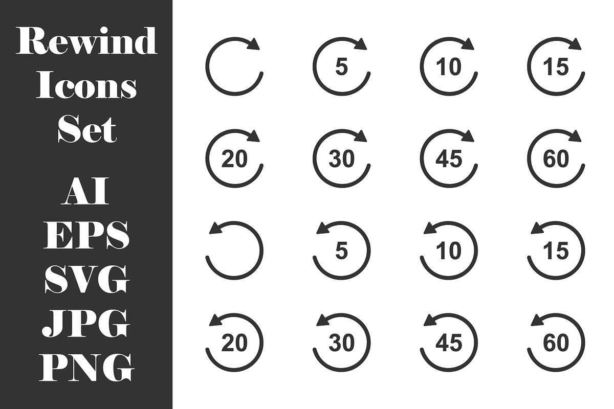 Rewind and Fast Forward Icons, an Outline Icon by vikkishop