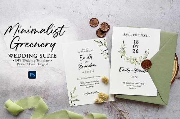 Minimalist Greenery Wedding Suite preview 6