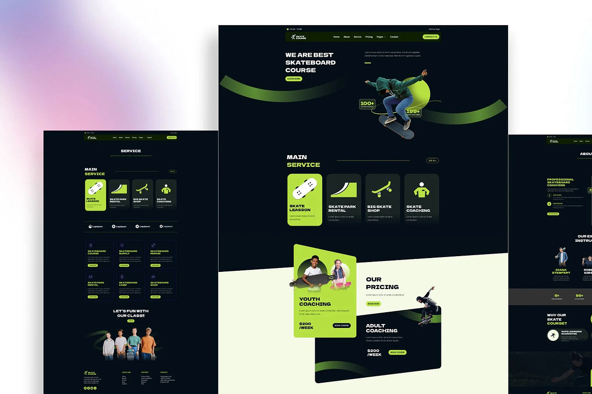 Skateboard Lesson Elementor Kit, a WordPress Template by UInstrument (Photo 2 of 10)