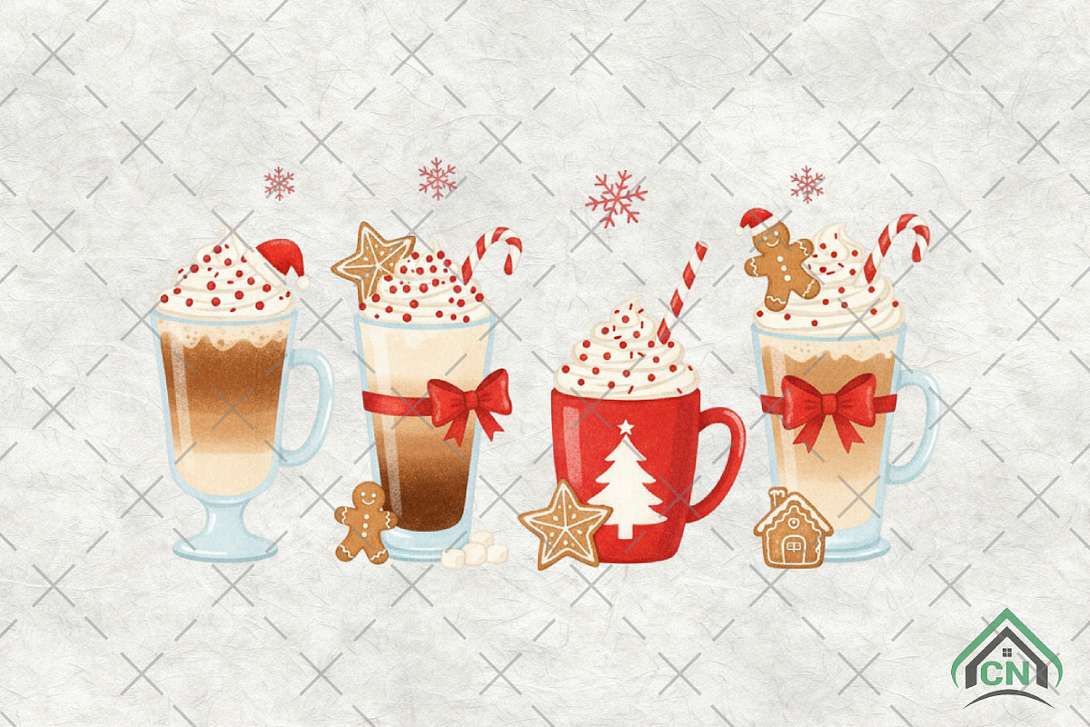 Christmas Bow Gingerbread Coffee Png, an Illustration by Craft Nest (Photo 1 of 6)