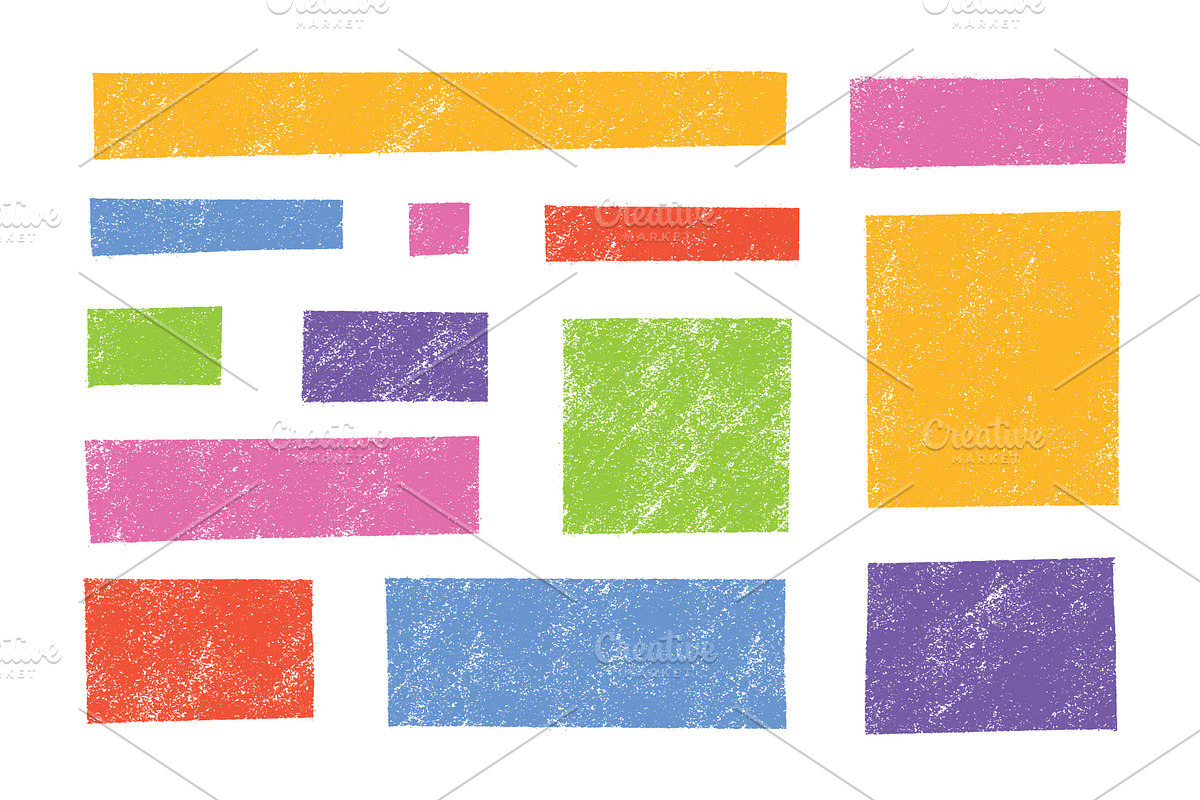 Colorful crayon frame box shapes, a Texture Illustration by YuliiaOsadcha