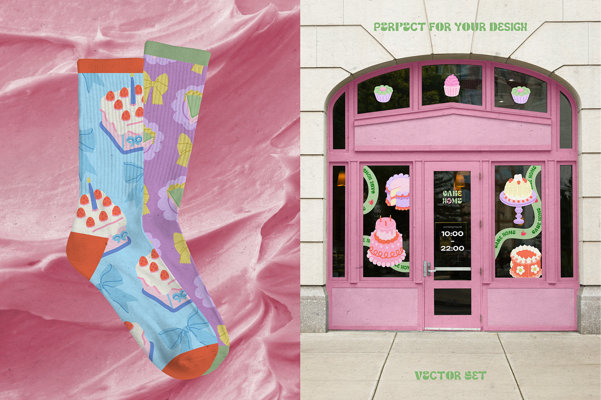 Vintage cakes, bows + BONUS patterns, a Food Illustration by My.Ordinarty (Photo 6 of 11)