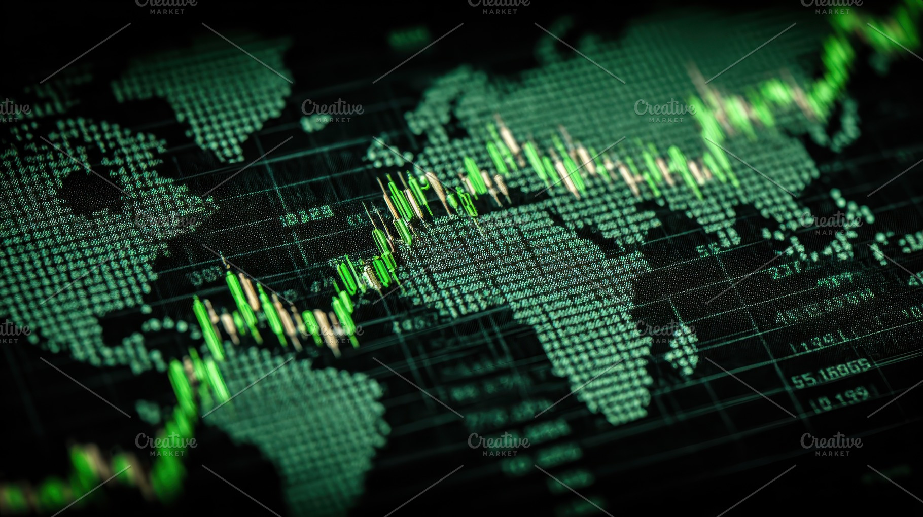 Global Stock Market Data Green Candl, a Photo by Pixeness Studio