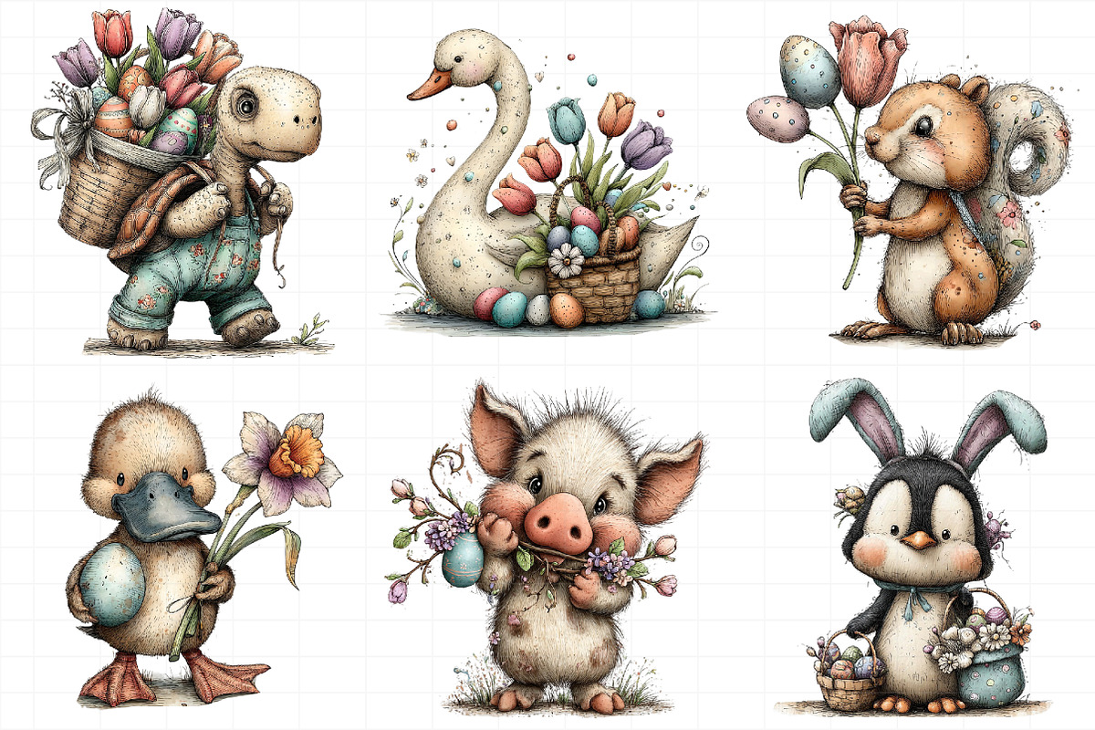 Whimsical Easter Animals Clipart, an Illustration by Daily.Designs (Photo 5 of 7)