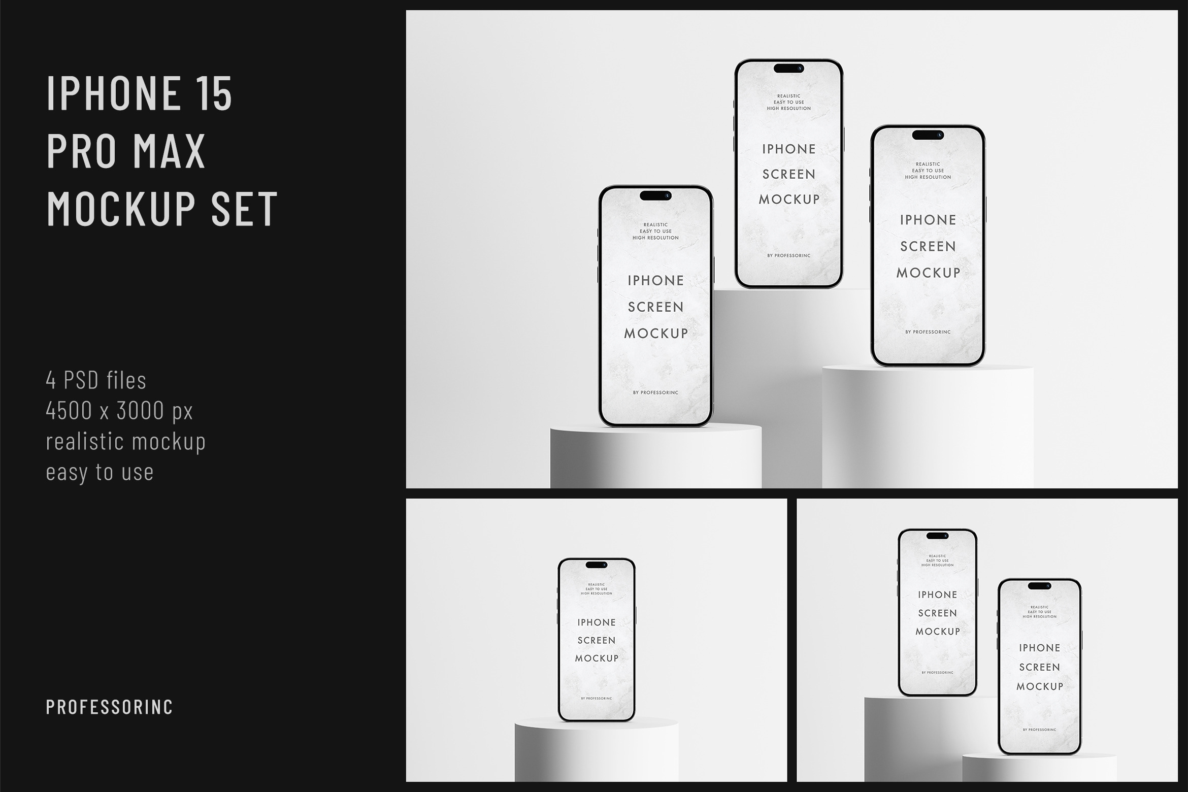 Apple iPhone 15 Pro Max Mockup Set, an iPhone Mockup by professorinc