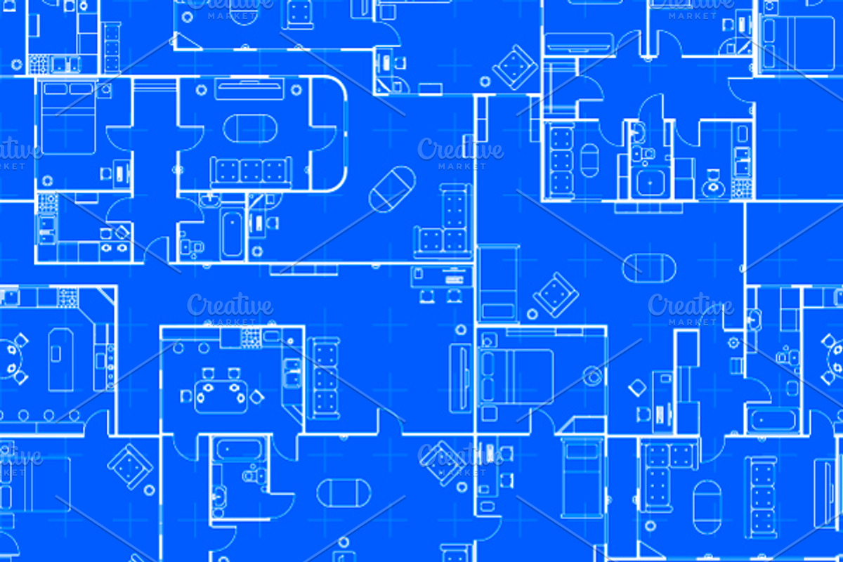 Blueprint house plan pattern, a Pattern Graphic by BestPics