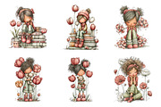 Whimsical Girl With Tulips And Puppy, an Illustration by SinaCreation (Thumbnail 5 of 11)