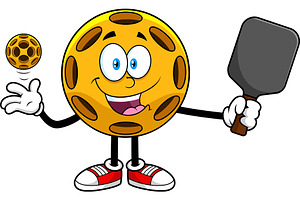 Pickleball Cartoon Mascot Character, an Illustration by HitToon