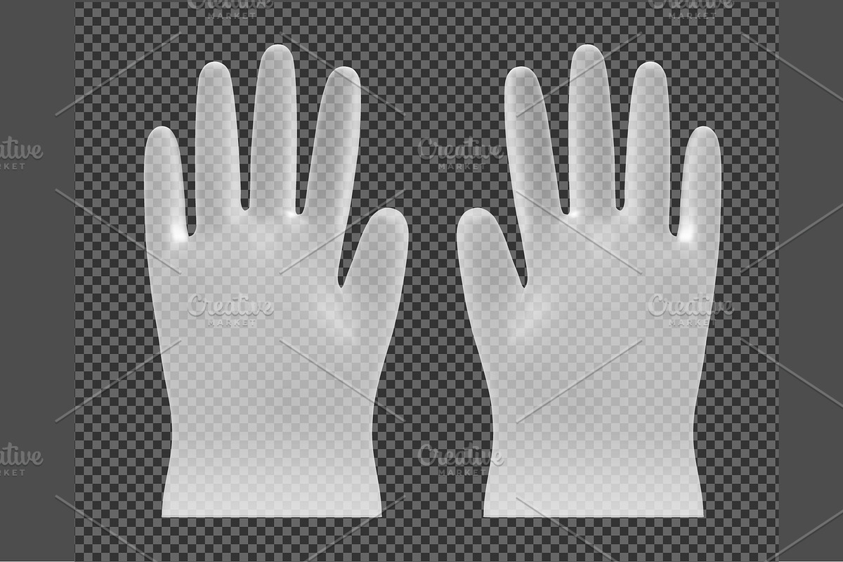 Transparent white nitrile gloves, a Packaging Mockup by Kseniia_designer's shop (Photo 1 of 4)