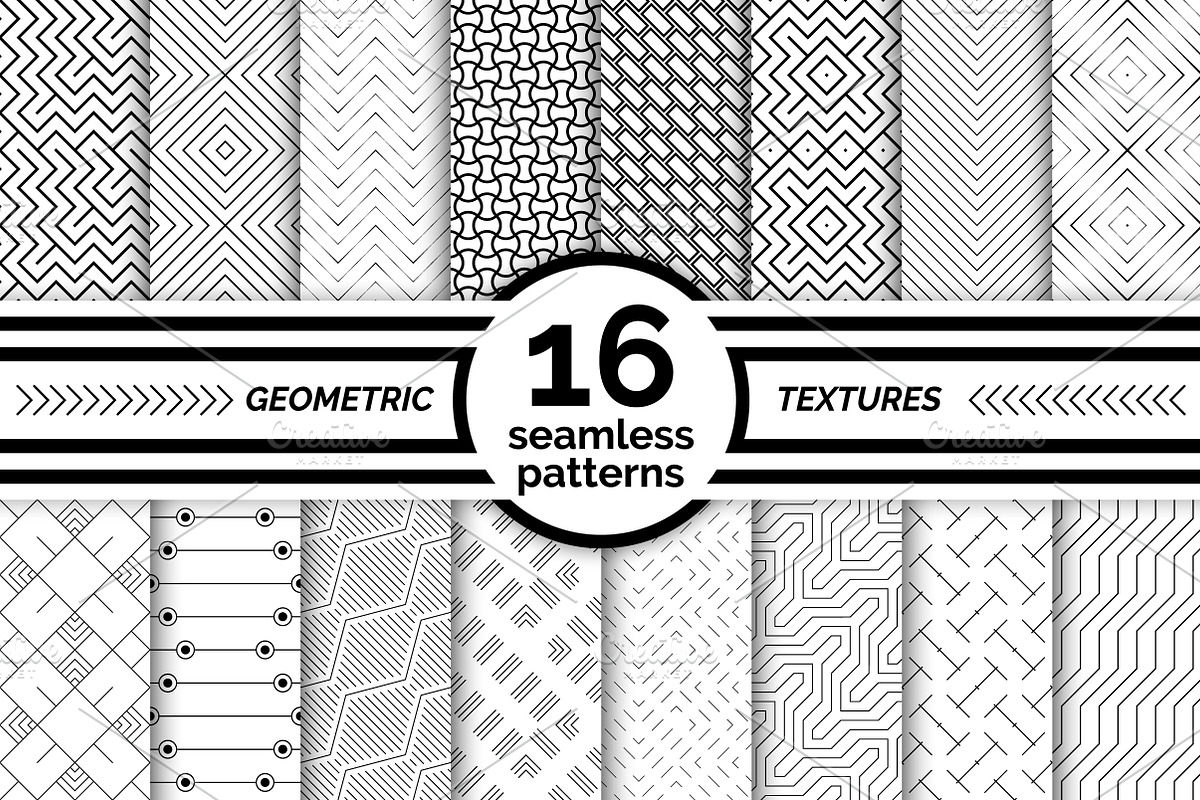 Geometric seamless patterns. Big set, a Background Graphic by pattern shop (Photo 1 of 17)