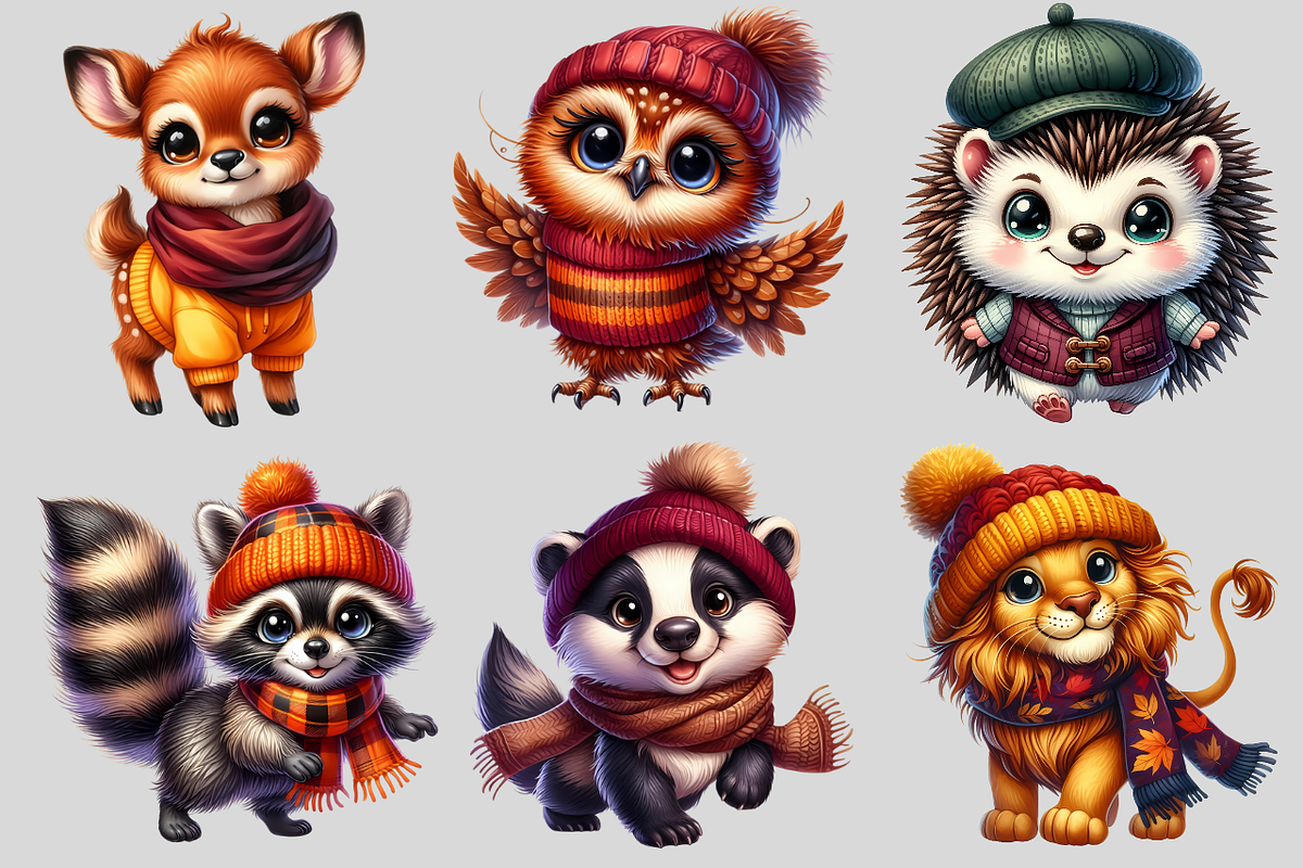 Cute autumn animals clipart, an Animal Illustration by AnetArtStore (Photo 3 of 7)