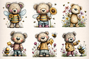 Watercolor Bear And Bees Clipart, a Transportation Illustration by Digital Artistic99 (Thumbnail 2 of 10)