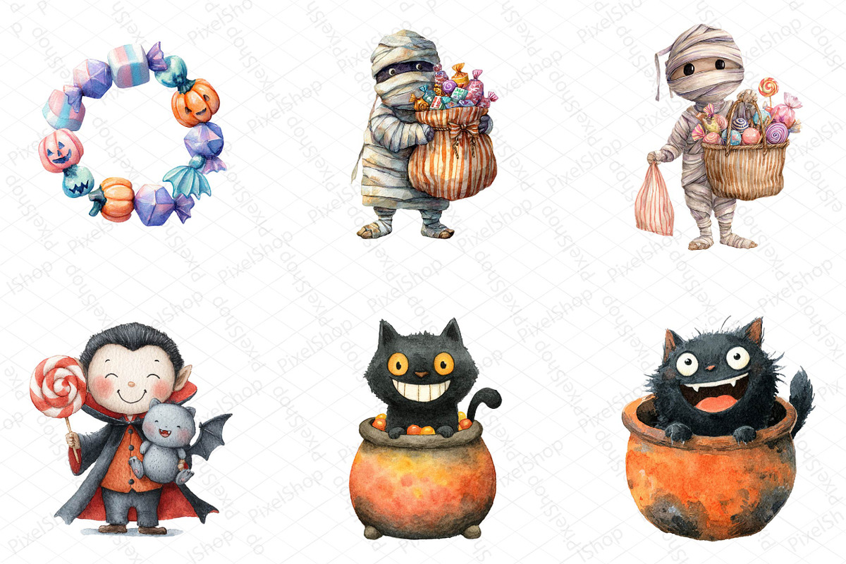 Halloween Trick or Treat Clipart, an Illustration by DreamPrint404 (Photo 2 of 5)