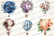 Floral Hot Air Balloons Clipart, an Illustration by DreamCafeArt (Thumbnail 2 of 7)