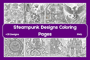 Steampunk Coloring Pages, a Decorative Illustration by BerryPieArt (Thumbnail 1 of 3)