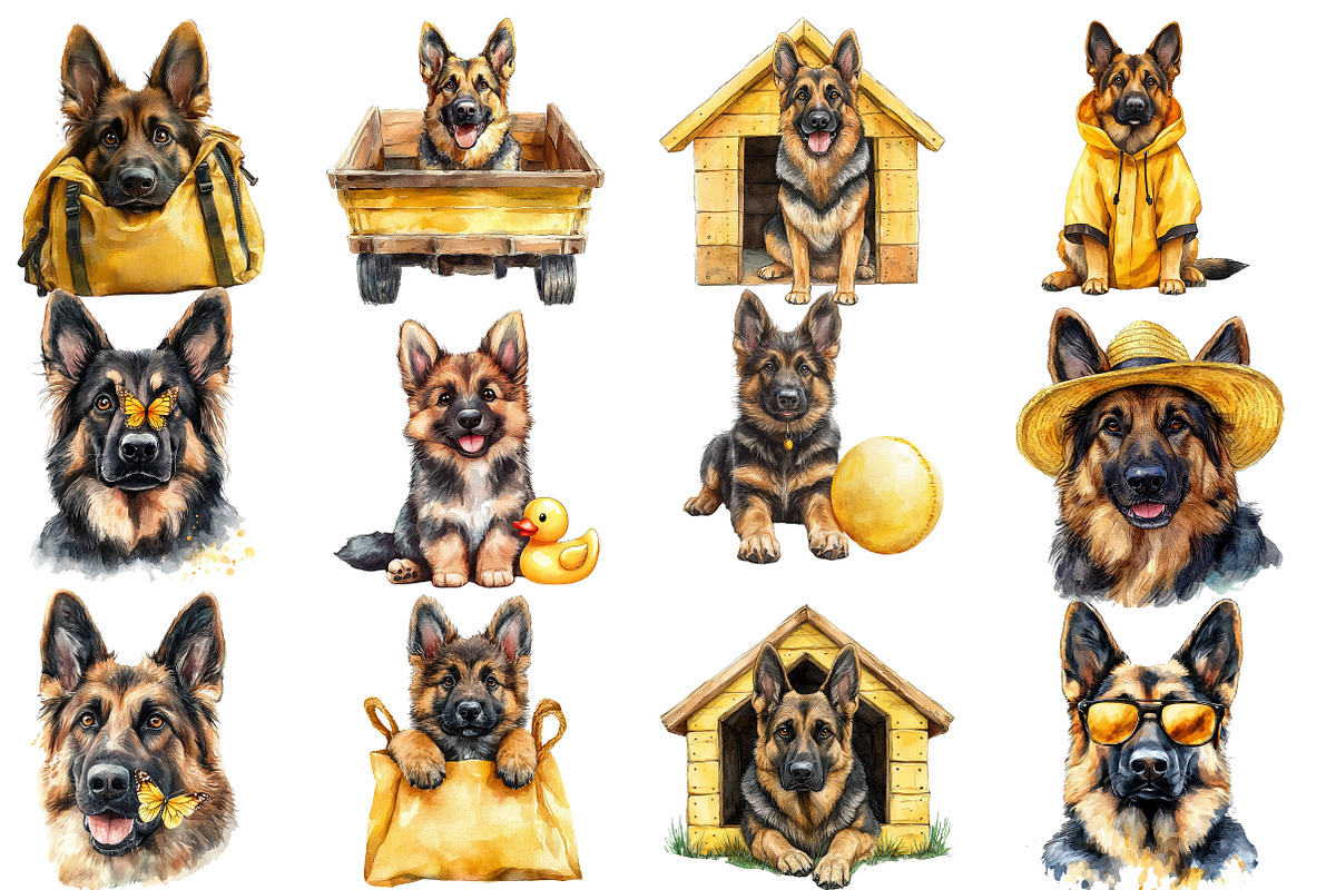 Cute German Shepherds Dog Clipart, an Illustration by Designworld (Photo 2 of 5)