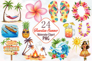 Hawaiian Summer Sublimation Clipart, an Illustration by RobertsArt