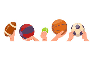 Hands with balls for sports games, a Sport Illustration by Vectorbuum