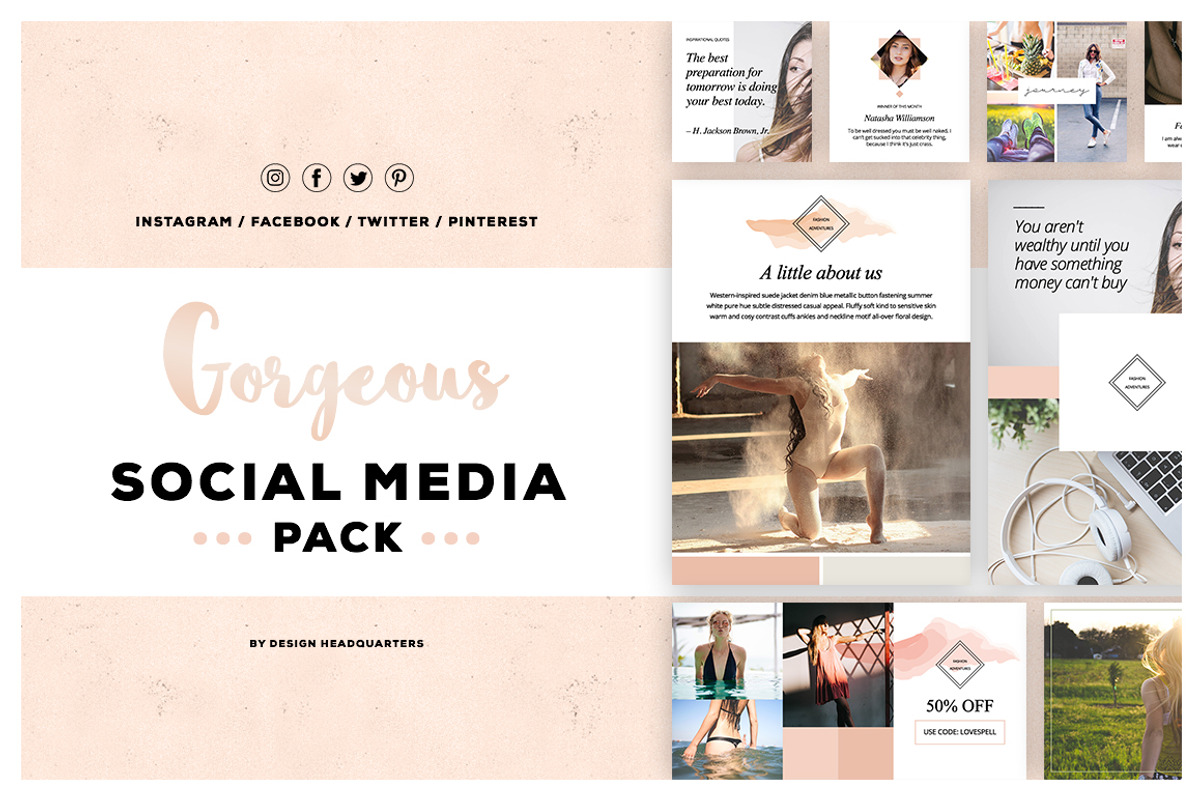 Gorgeous Social Media Template Pack, a Social Media Template by DESIGN HQ (Photo 2 of 7)
