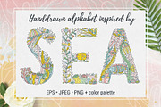 Handdrawn alphabet inspired by Sea, a Decorative Illustration by Pippi Draws (Thumbnail 1 of 13)