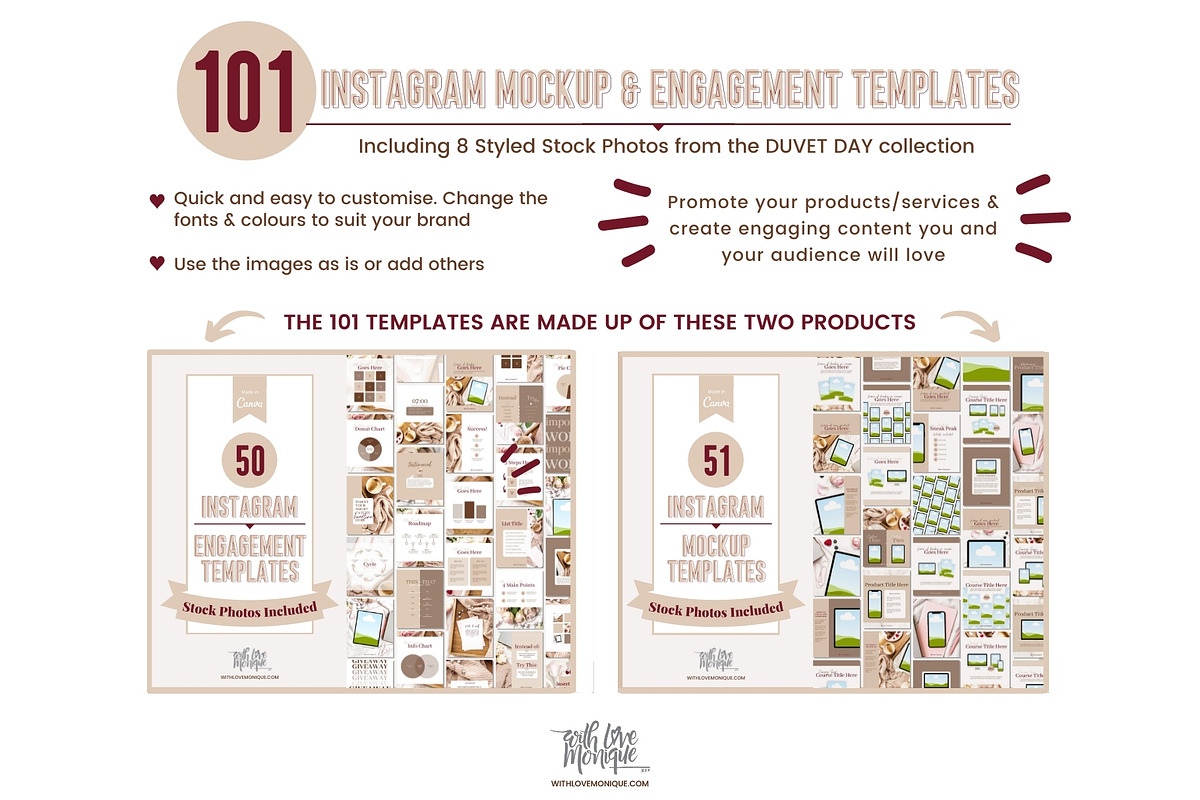101 Instagram Canva Templates, a Social Media Template by With Love Monique (Photo 2 of 11)
