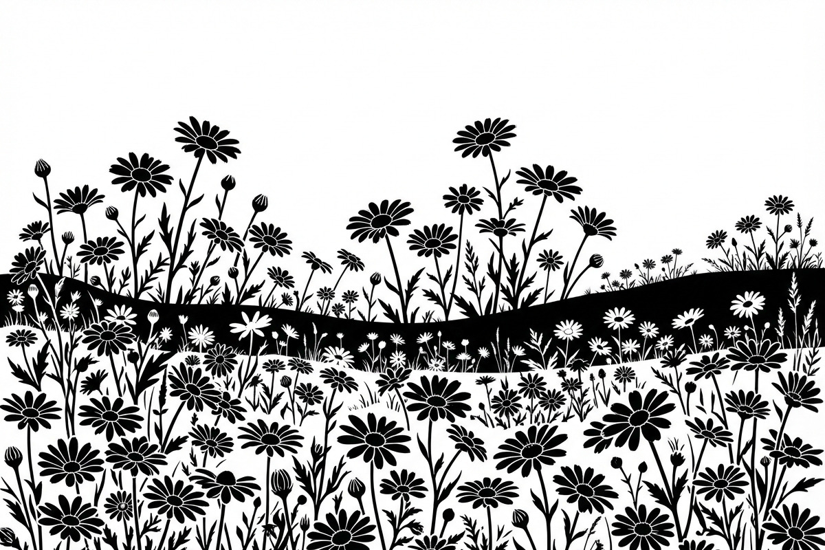 60 Daisy Flower Field Silhouette, a Seasonal Illustration by Amazin_art (Photo 33 of 36)