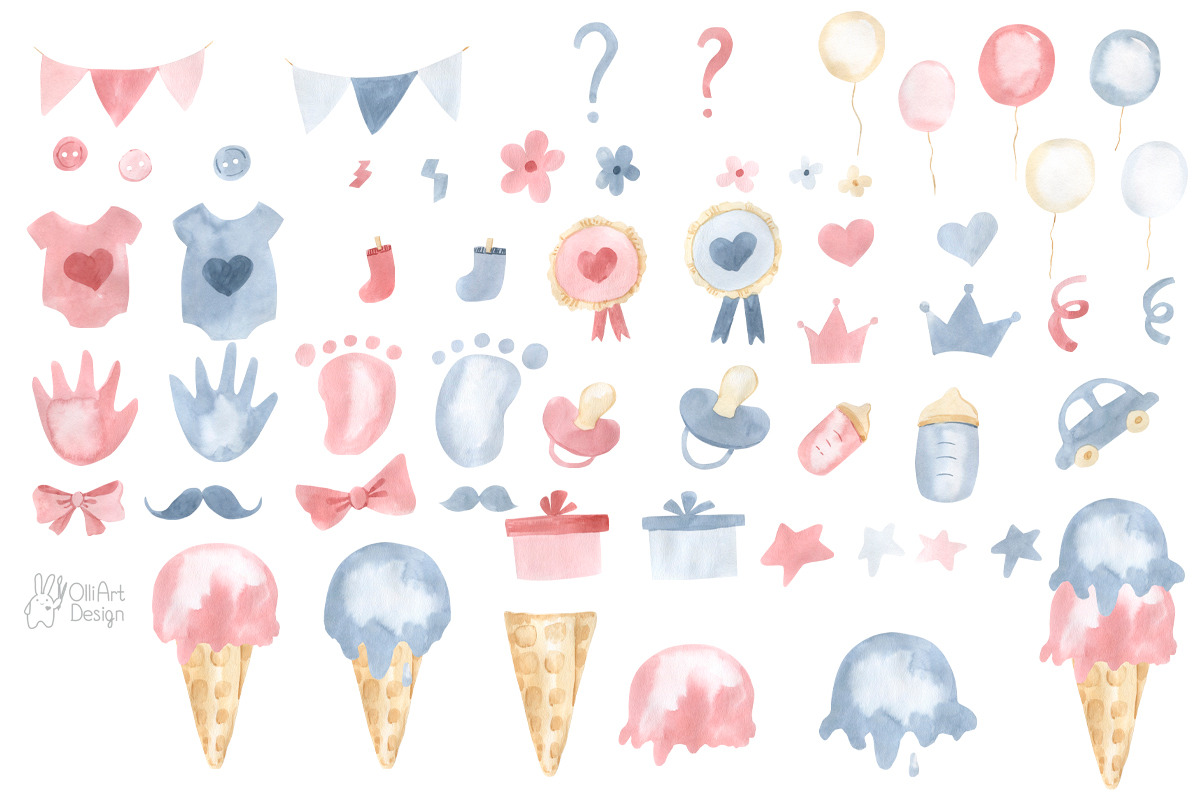 GENDER REVEAL PARTY, a Decorative Illustration by OlliArtDesign (Photo 2 of 6)