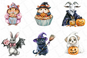 Watercolor Halloween Animals Clipart, an Illustration by DreamPrint404 (Thumbnail 2 of 5)