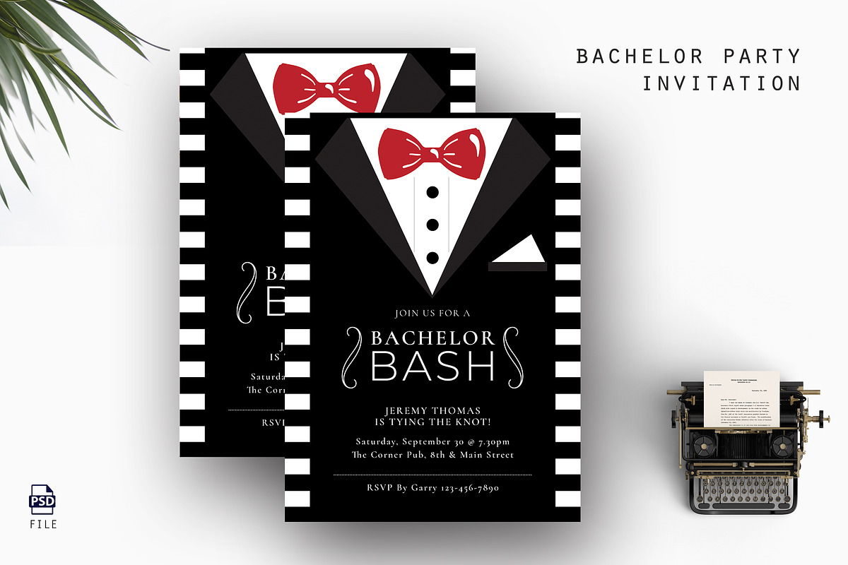 Bachelor Party Invitation, an Invitation Template by AQR Studio