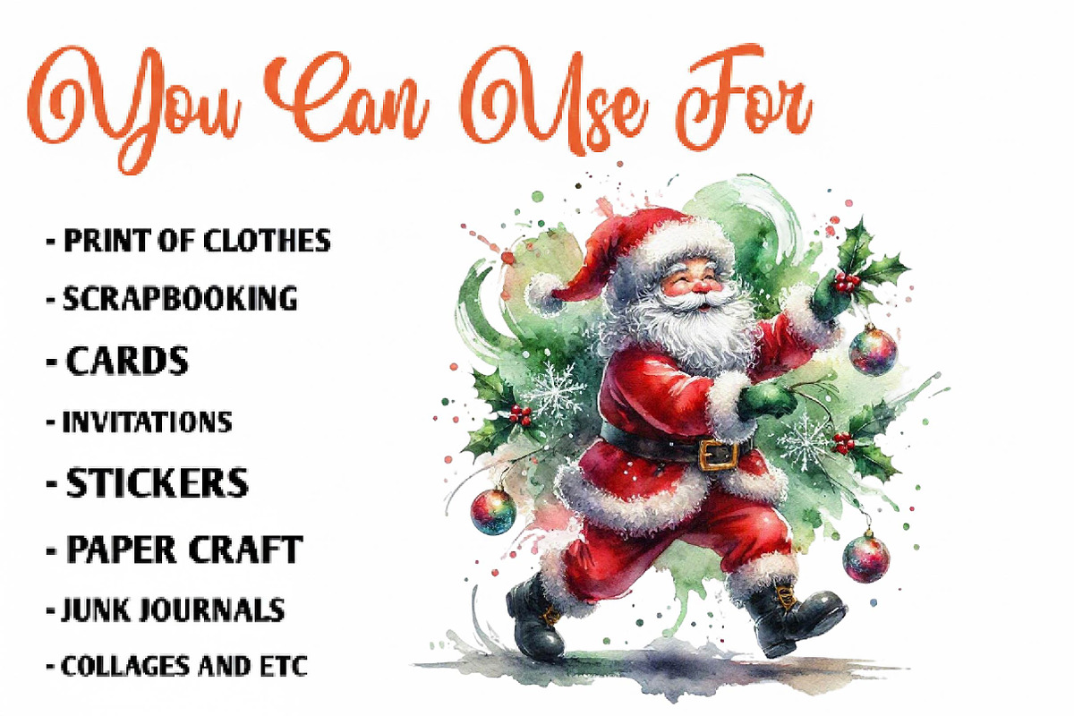 Watercolor Santa Claus Collection, a Seasonal Illustration by CreationArt (Photo 5 of 7)