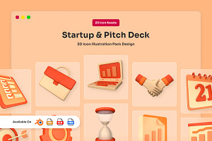 Startup & Investor Pitch 3D Icon Pac, a Finance Illustration by twinstd