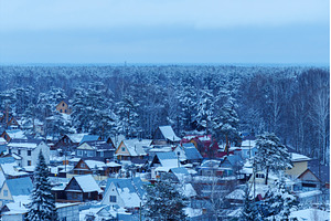 Snowy winter landscape with houses, an Architecture Photo by darksoul72
