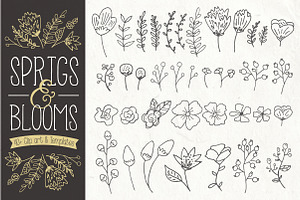 Sprigs & Blooms Clipart +Bonus Logos