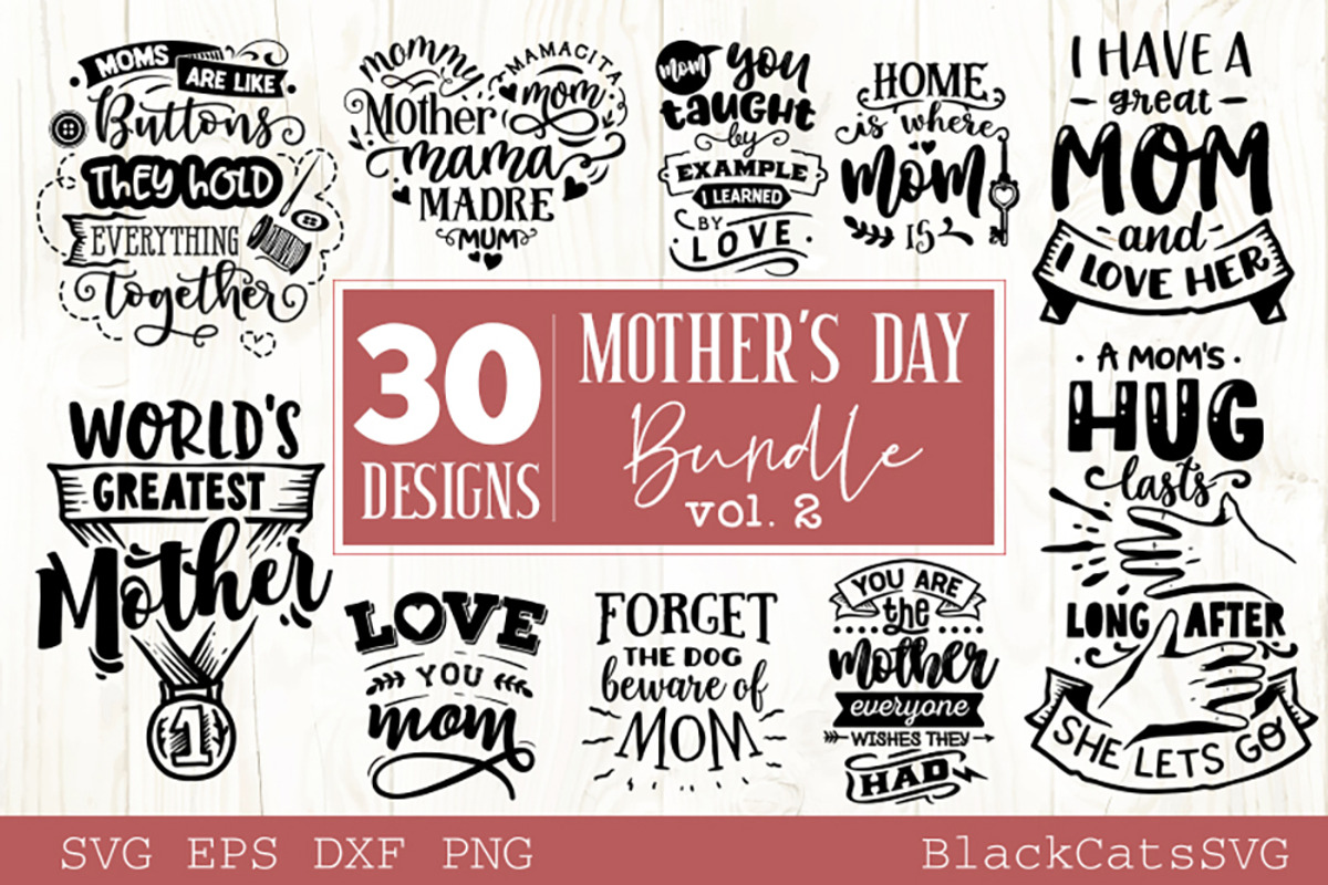 Mother's Day SVG bundle 30 designs, an Illustration by BlackCatsMedia (Photo 3 of 3)
