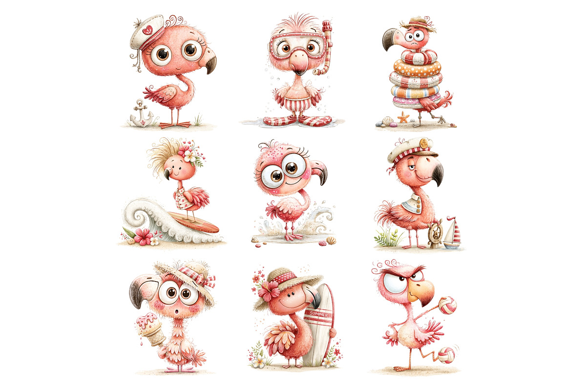 Whimsical Beach Flamingo PNG, a Seasonal Illustration by Nicolle's Colorful Art (Photo 5 of 5)